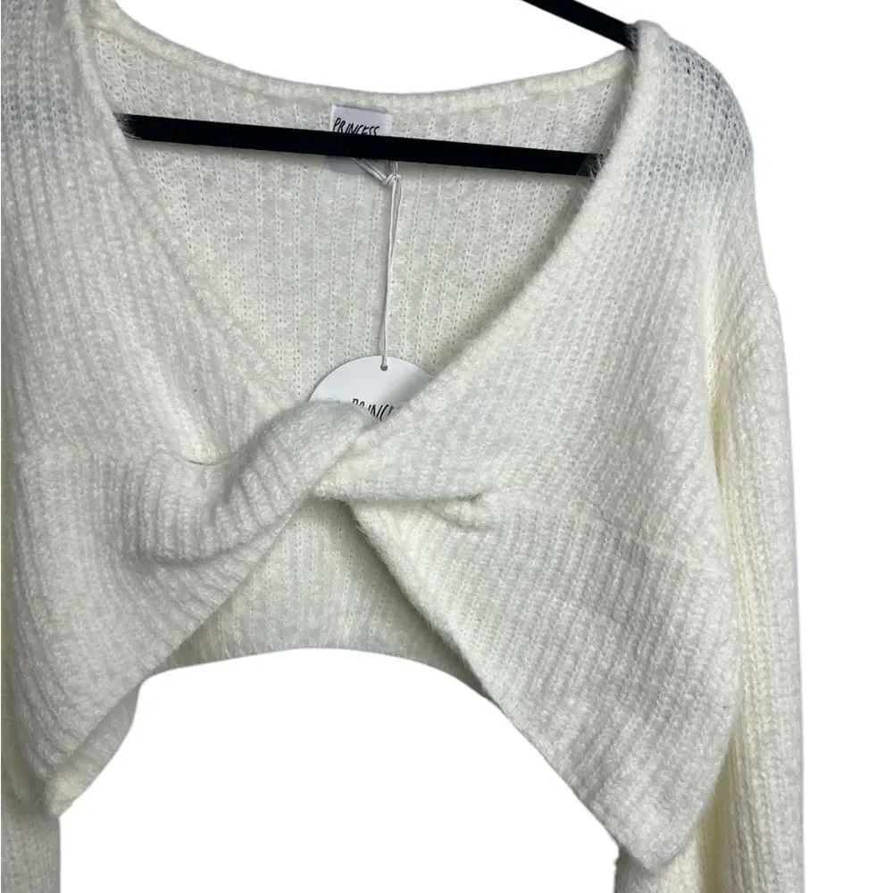 Princess Polly The Henrik Cropped Sweater White Size 4